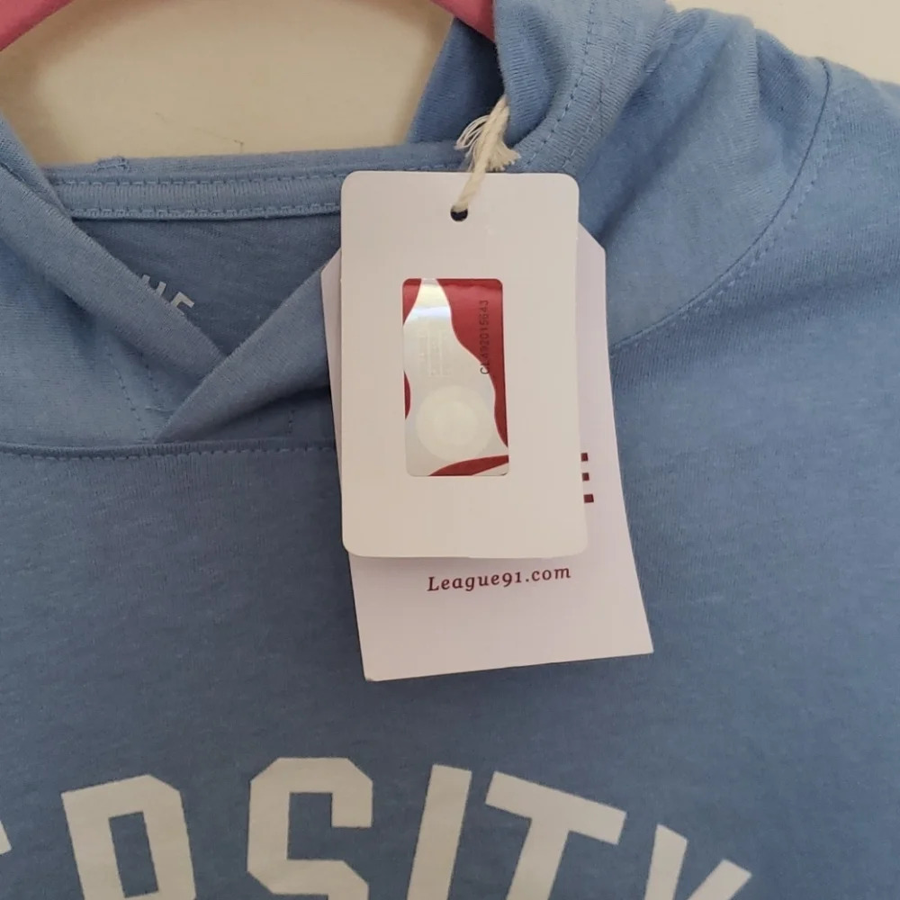 Unisex Hooded Light Blue Long Sleeve Top - Picture 10 of 13